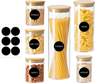 Image de Lot de bocaux en verre avec couvercle - 300 ml (3 pièces) 500 ml 1000 ml 2100 ml