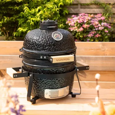 Obrázek produktu pro Kamado gril – Gril na dřevěné uhlí – Keramický gril – Venkovní gril – Venkovní kuchyň – Průměr varné plochy 27 cm