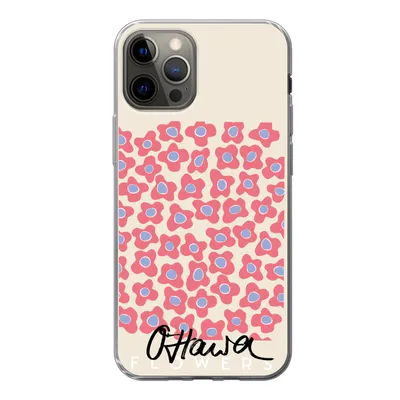 Produktbild von MuchoWow® Handyhülle Schutzhülle Hülle für iPhone 12 Pro Blume - Muster - Rosa Silikon Softcase Handy Hülle - Abdeckung