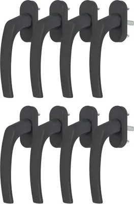 Produktbild von 8 x Alu Fenstergriff in Grau RAL 7016 - Stiftlänge 30mm