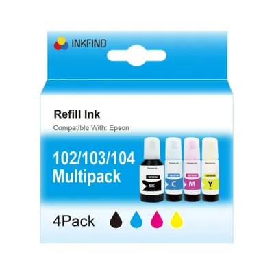 The image shows the packaging of a multipack of refill ink cartridges for Epson printers.