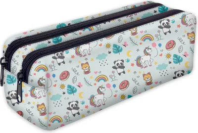Produktbild von Mäppchen, Federtasche, Federmäppchen 2 Fächer, Schüleretui, lustiges 3D-Motiv, Unicorn Panda [107]