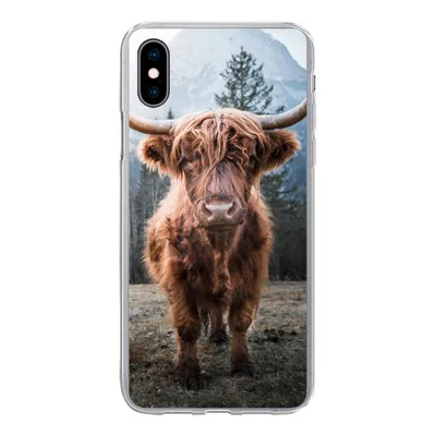Produktbild von MuchoWow® Handyhülle Schutzhülle Hülle für iPhone Xs Schottischer Highlander - Berg - Tier Silikon Softcase Handy Hülle - Handytasche