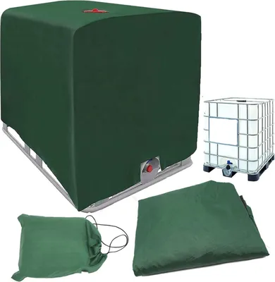 Image de 1000L Couverture de réservoir IBC 120x100x116cm Vert Protection UV Eau Réservoir d'eau de pluie