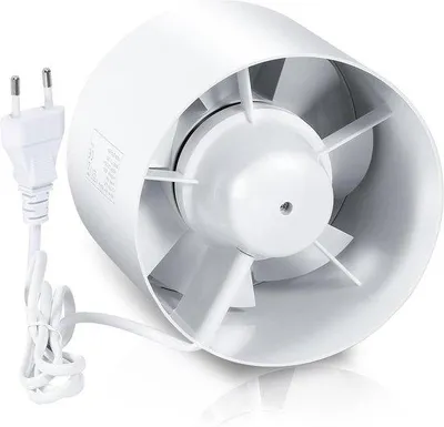 Immagine prodotto di Ventilatore per la purificazione dell'aria da 100 mm con valvola di non ritorno – potente ventilatore da 130 m³/h per bagno, cucina, garage