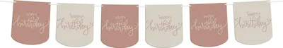 Produktbild von Happy Birthday Flaggenbanner Creme Rose 6m