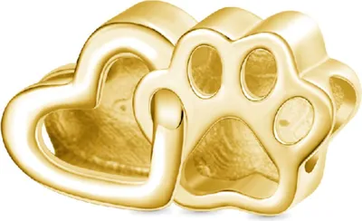 Produktbild von Gnoce Charm Herz&Pfote Silber vergoldet IGC206-G
