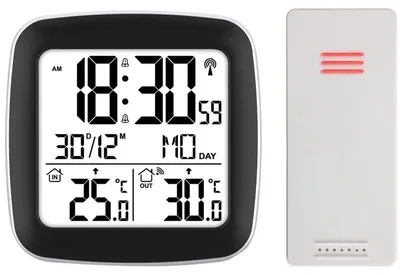 Produktbild von Digitales Wetterstation mit Display Thermometer Außensensor BD-903 Silber