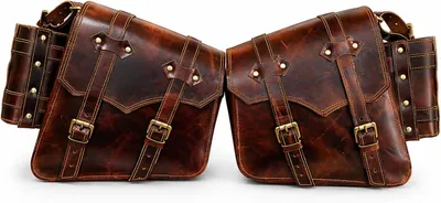Productafbeelding van Motor zadeltassen leer - Set van 2 - Vintage