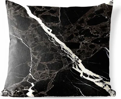 Produktbild von MuchoWow® Outdoor Kissen - Marmor - Schwarz - Weiß - Muster - 40x40 cm - Wetterfest - Lounge Kissen - Kopfkissen - Interieur - Polster mit Bild