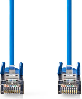 Immagine prodotto di Cavo di rete CAT5e | SF/UTP | RJ45 maschio | RJ45 maschio | 3,00 m | Rotondo | PVC | Blu | Etichetta