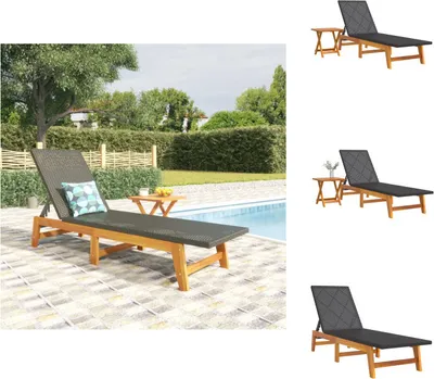 Image de vidaXL Bain de soleil avec table Poly rotin et bois massif Acacia - Bains de soleil