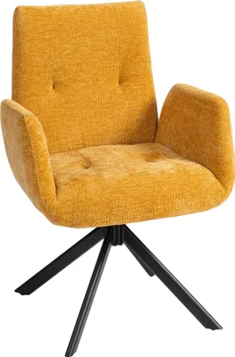 Produktbild von HOMCOM Sessel Drehbar Loungesessel mit Armlehne, Wolle-Leinenoptik, Gelb