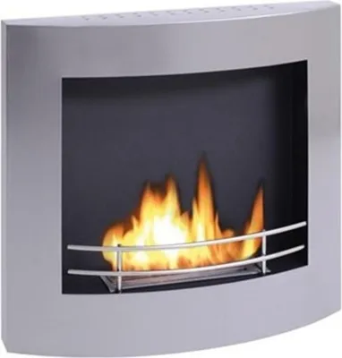 Image de Casa Padrino CheminéeEthanol murale gris argenté inox L 60 x H 55 x P 17 cm - Cheminée - Salon Cheminée à l'éthanol