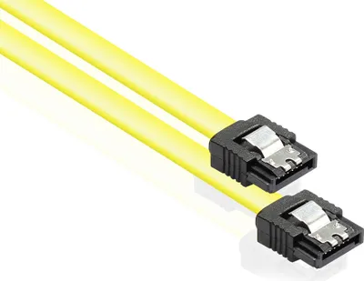 Produktbild von Anschlusskabel SATA 6 Gb/s mit Metallclip, gelb, 1m, Good Connections®