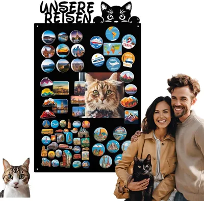 Produktbild von Anwicar Magnettafel - Magnetische Pinnwand mit Katzenmotiv - Schwarz - 80x50 cm
