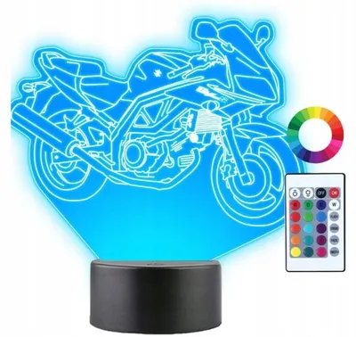 Produktbild von moXomi 3D LED Lampe Rennmotorrad 16 Farben Nachttischlampe