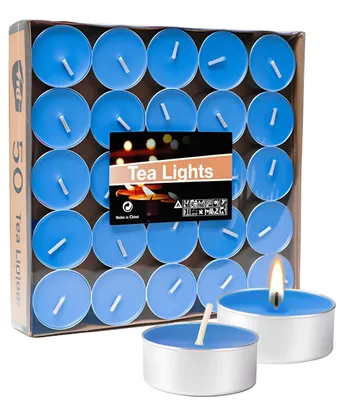 Produktbild von Teelichter – 50 Stück – Blaue Paraffinkerzen