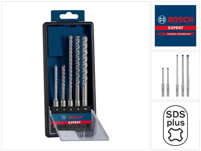 Zdjęcie produktu dla Bosch Expert 7x - zestaw wierteł - do betonu, betonu zbrojonego, granitu, betonu utwardzonego, gnejsu - 5 sztuk - 5 mm, 6 mm, 8 mm, 10 mm - SDS-plus - długość: 115 mm, 165 mm (2608900197)