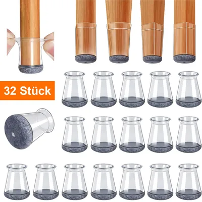 Produktbild von Möbelgleiter 23x30 mm – 32 Stück Filz-Silikon-Pads für Stuhlbeine & Tischbeine, kratzfester Schutz für Parkett, Laminat & Holzböden, geräuschdämpfend