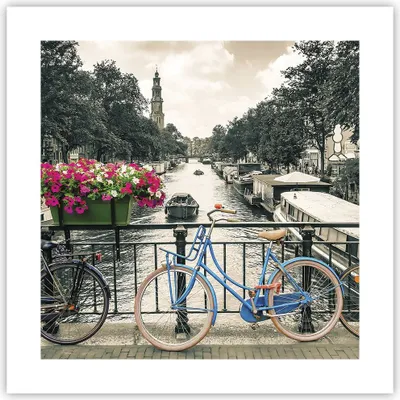 Produktbild von Poster - Poster ohne Rahmen - Amsterdam Fahrräder Brücke - 40x40 cm - Wand Bild - Wanddeko - Wandbilder - Kunstposter - Wandposter - Bilder - Kunstdruck - Wanddekoration - Wandbild - P2XAC40x40-4503
