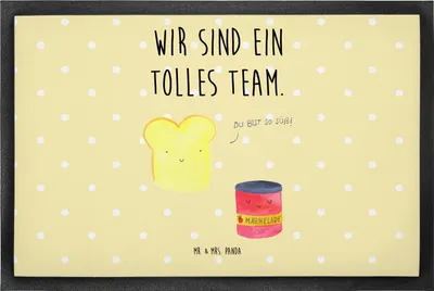 Produktbild von Mr. & Mrs. Panda fußmatte Toast Marmelade 50 x 75 cm - Gelb Pastell - Geschenk, Toastbrot, Schuhabstreifer, abstreifer, Schmutzfangmatte, Brot, Süß, Lustige Sprüche