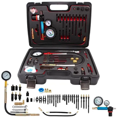 Image de Kit de test de compression moteur comprenant 46 pièces, avec des adaptateurs pour moteurs à essence et diesel