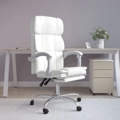 Produktbild von The Living Store Bürostuhl mit Liegefunktion Weiß Kunstleder