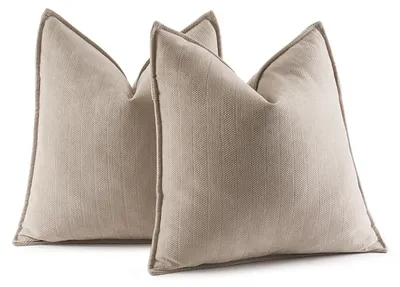 Produktbild von Set mit 2 Kissenbezügen 40x40 cm beige Chenille Sofakissen dekorative Kissenbezüge
