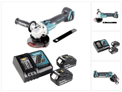 Productafbeelding van Makita DGA 506 RG accu haakse slijper 18 V 125 mm borstelloos + 2x accu 6.0 Ah + lader