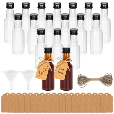 Productafbeelding van Set van 18 Mini Plastic Likeurflessen met Trechters