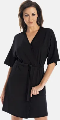 Produktbild von Teyli Damenbademantel aus Viskose in klassischem Schnitt Maddalena Female 2902 schwarz XL