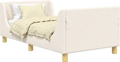 Obrázek produktu pro Postel pro děti vidaXL s opěradlem, krémová barva, rozměry 80 x 160 cm, materiál: bouclé