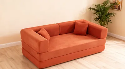 Immagine prodotto di Divano letto STILVORA con cuscino cilindrico, materasso pieghevole in corda, divano lounge a 3 posti ideale per soggiorno, camera da letto, salotto o studio