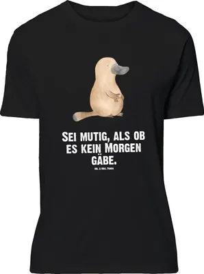 Produktbild von Mr. & Mrs. Panda Größe M T-Shirt Schnabeltier Mut - Schwarz - Geschenk, Neuanfang, Herren, Tshirt, Arbeit, Meer, Training, Raodtrip, mit Spruch, Shirt, Büro