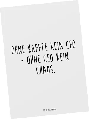 Produktbild von Mr. & Mrs. Panda Postkarte Spruch CEO ohne Chaos - Weiß - Geschenk, Grußkarte, Berufsprodukte, Berufsleben, Fotokarte, Bürokultur, Postkarten, Berufspassion, Beruf