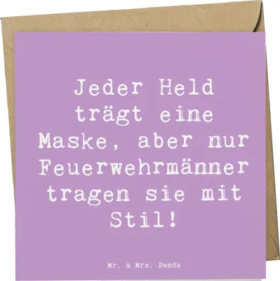 Produktbild von Mr. & Mrs. Panda Grußkarte Spruch Stilvolle Feuerwehrmann - Lavendeltraum - Geschenk, Glückwunschkarte, Klappkarte, Berufsprodukte, Mut, Tapferkeit, Respekt, Lebensretter