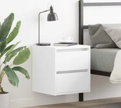 Zdjęcie produktu dla vidaXL Szafka nocna ścienna biała 38x34x40 cm