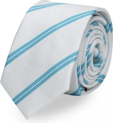 Produktbild von Fabio Farini - 1 Stück gestreifte Herren Krawatte - Tie mit Streifen in 6cm oder 8cm Breite Schmal (6cm), Weiß/Türkis