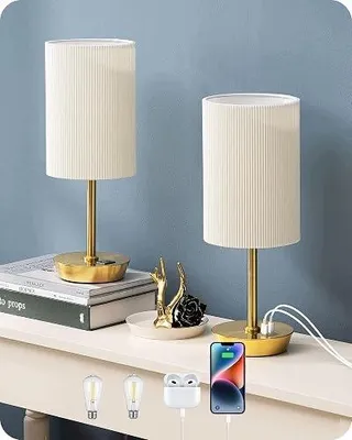 Zdjęcie produktu dla Lampka nocna LED dotykowa ściemniana beżowa do sypialni zestaw 2