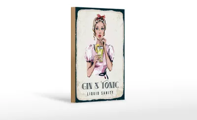 Produktbild von Holzschild Alkohol Gin & Tonic Liquid Sanity 12x18cm