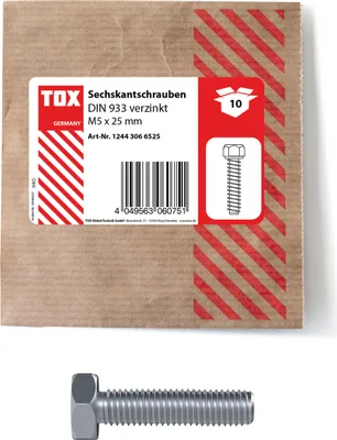 Produktbild von TOX Sechskantschraube DIN 933 verzinkt M5x25 (10 Stk.)