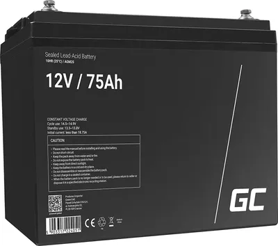 Produktbild von Green Cell® AGM 12V 75Ah Akku VRLA Blei-Batterie Bleiakku Ersatzakku Gelakku Akkubatterie Zyklenfest Unbemann Fischkutter | Boot | Scooter | Rasentraktor| Rasenmäher | Aufsitzmähe | Kahn