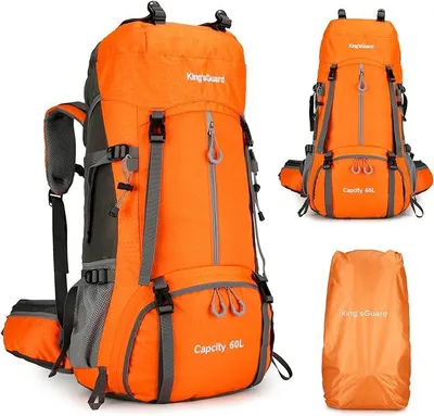 Imagen del producto de Mochila de senderismo de 60 litros, mochila impermeable para acampada y senderismo, ideal para hombres, perfecta para actividades al aire libre y escalada, también sirve como mochila de un día