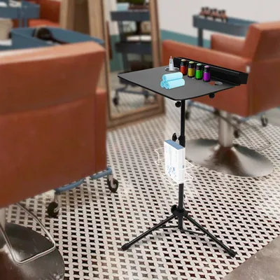 Immagine prodotto di Postazione da lavoro per tatuaggi - altezza regolabile - tavolo da studio in metallo mobile - nero