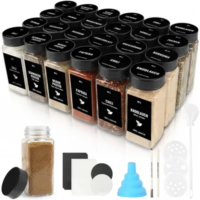 Produktbild von Set aus 24 Glasgewürzgläsern mit Edelstahldeckel 120ml