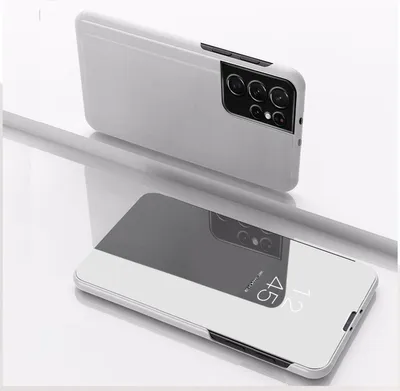 Produktbild von König Design Hülle kompatibel mit Samsung Galaxy S23 Ultra Kunstleder Handyhülle - Handy Case Silber