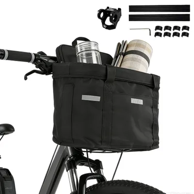 Productafbeelding van Fietsmand fietsmandje - 33 x 22 x 25 cm - Waterdicht - Zwart