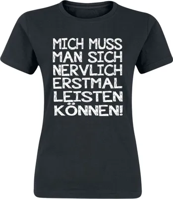 Produktbild von Sprüche T-Shirt Damen Nervlich leisten können schwarz XXL