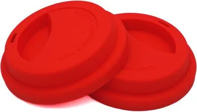 Produktbild von Famanu Silikondeckel wiederverwendbar, auslaufsicher, rot, 2 Stück